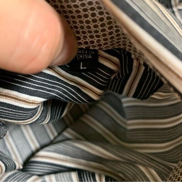 Bugatchi Uomo Striped Button Up Shirt Long Sleeve Classic Fit Cotton Bue Large - Picture 4 of 5